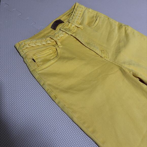 Judy Blue Womens Yellow Braided Waist Cropped Wide Leg Jeans Size 5/27 Preppy - Picture 5 of 14